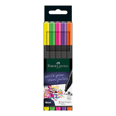 Faber-Castell Grip Fine Pen 0.4Mm Neon 5pk Mulveys.ie