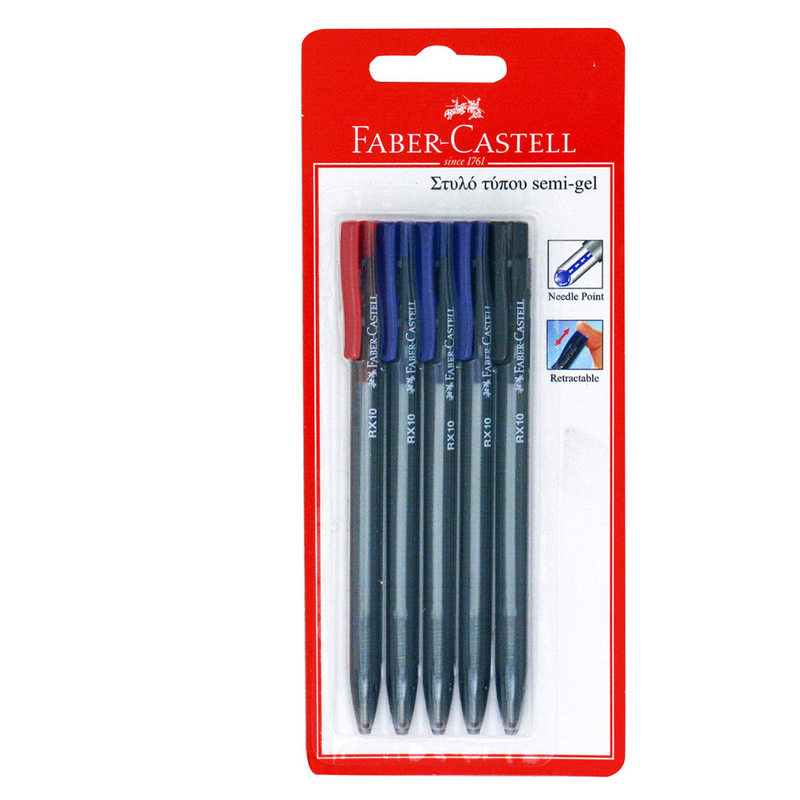 Faber Castell Semi-gel pens 5pcs mulveys.ie nationwide shipping