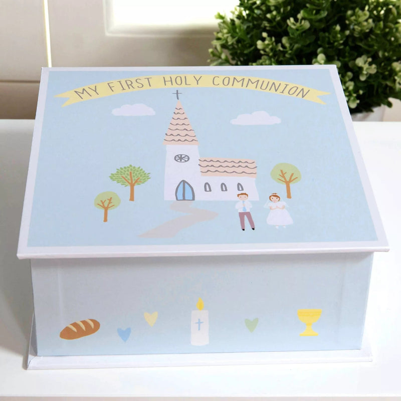 First Holy Communion blue keepsake box. Mulveys.ie