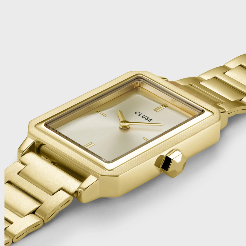 Gift Box Fluette Watch Steel & Double Chain Bracelet, Full Gold Colour