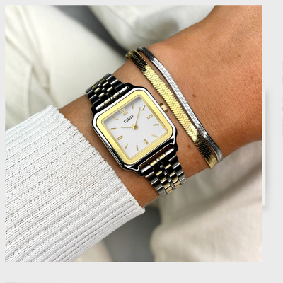 Gift Box Gracieuse Petite Watch Steel & Double Snake Bracelet, Two-Tone