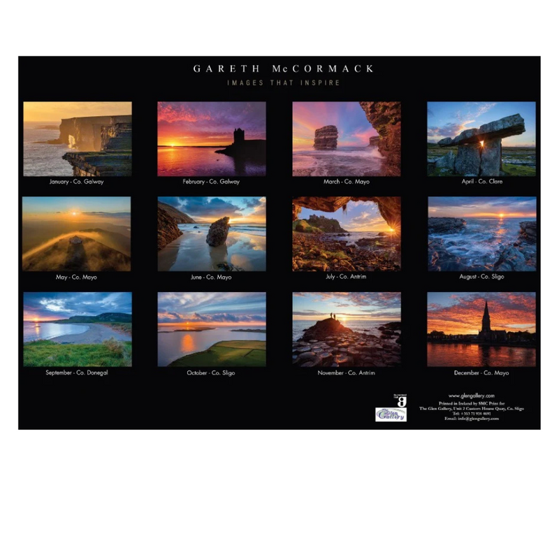 Glen Gallery A4 Calendar 2026 Sunsets in Ireland