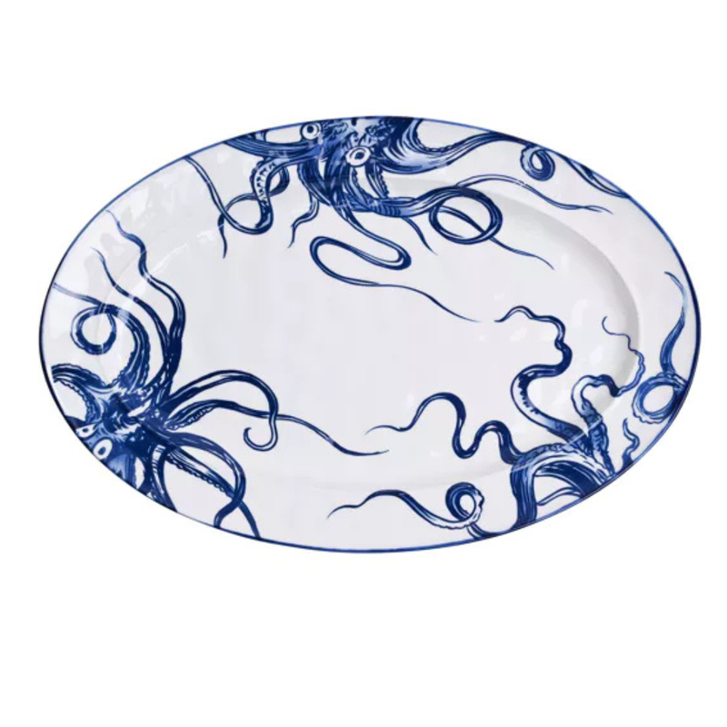 Hestia Oval Plate Octopus Design 15.25"