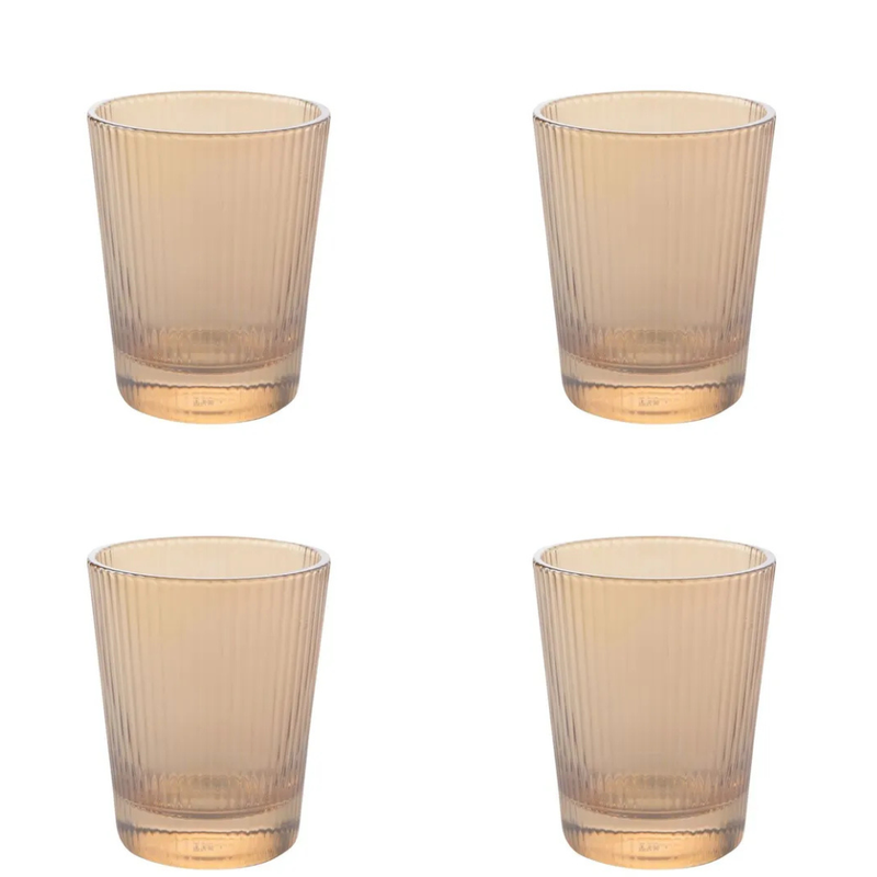 Hestia Set Of 4 Ribbed Glasses - Champagne