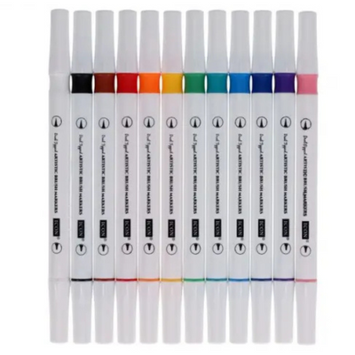 Icon Dual Tipped Artistic Brush Markers Pack of 12 - Versatile for All Projects