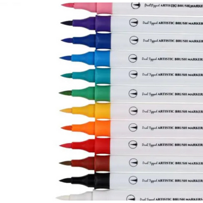Icon Dual Tipped Artistic Brush Markers Pack of 12 - Versatile for All Projects
