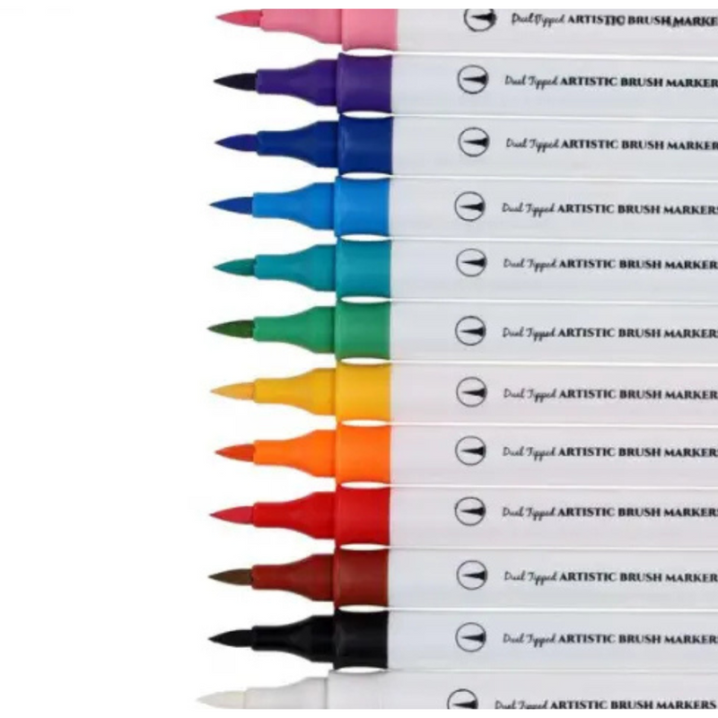Icon Dual Tipped Artistic Brush Markers Pack of 12 - Versatile for All Projects