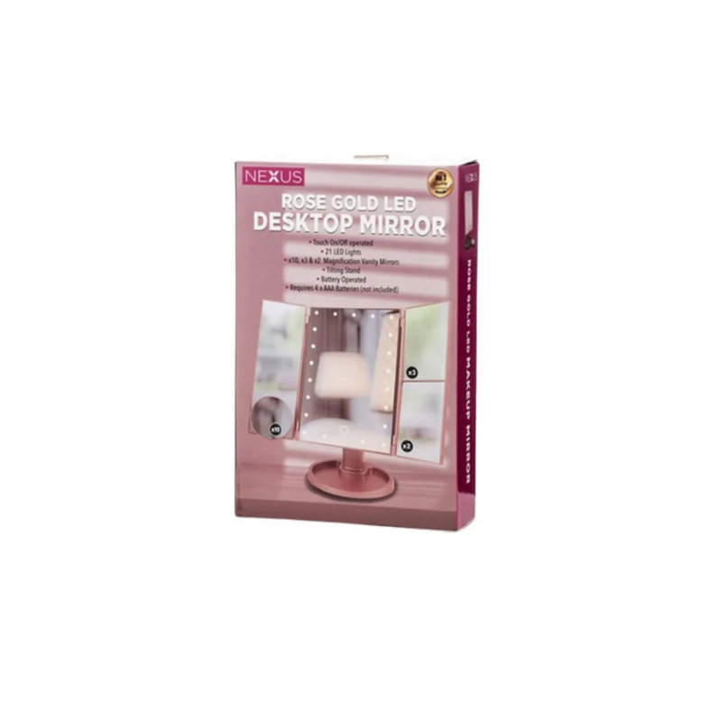nexus cosmetic desk top mirror rose gold