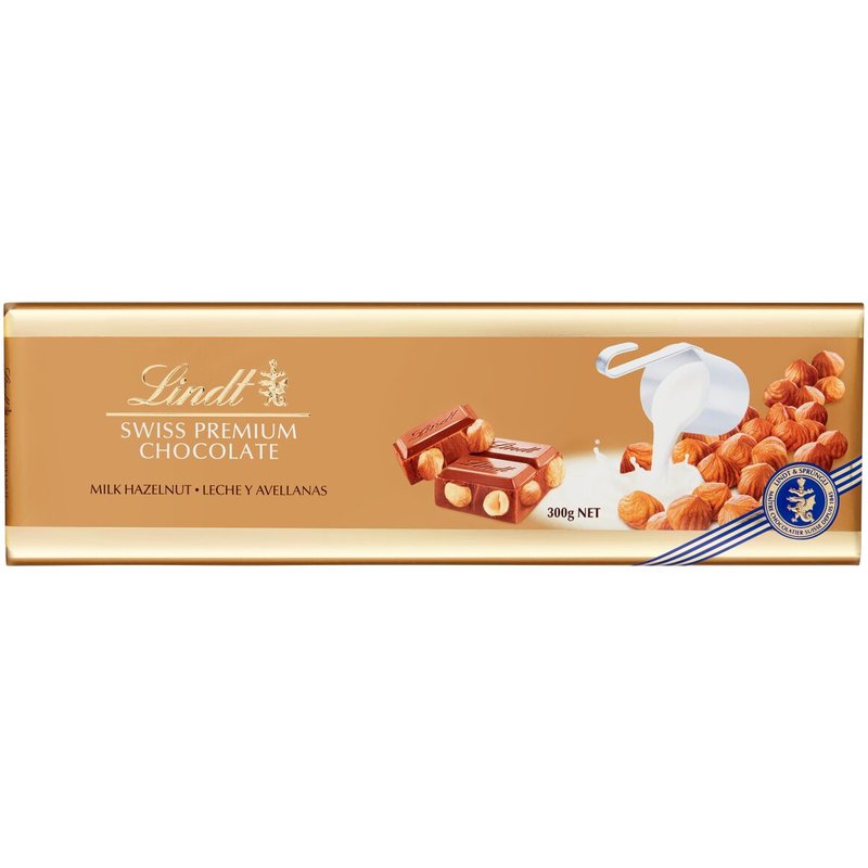 Lindt Hazelnut Gold Milk Choc Bar 300g