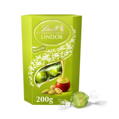 Lindt Lindor Pistachio Milk Chocolate Truffles Carton 200g mulveys.ie nationwide shipping
