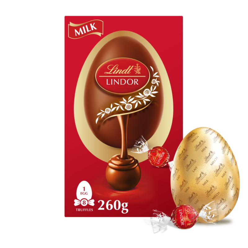 Lindt LINDOR Milk Chocolate Easter Egg 260g. Mulveys.ie