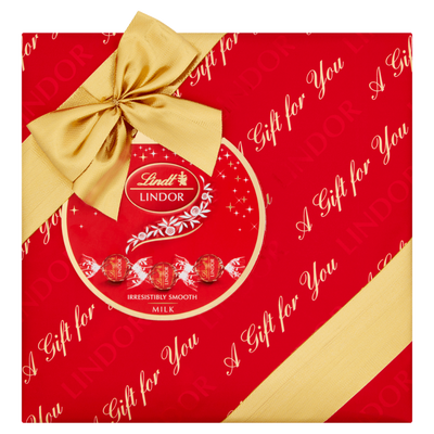 Lindt LINDOR Milk Chocolate Gift Wrapped Box 287g. Mulveys.ie