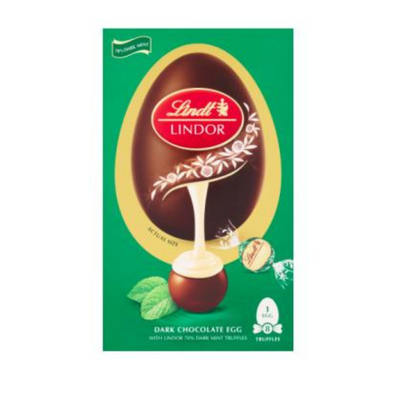Lindt Lindor Dark Chocolate Egg With Lindor 70% Dark Mint Truffles 260g mulveys.ie nationwide shipping