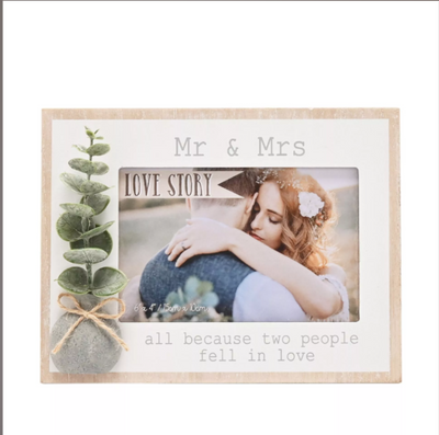 Love Story Pebble Photo Frame 6" x 4" - All Because Two People Fell In Love. Mulveys.ie