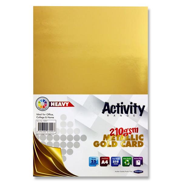 Premier Activity A4 Card 25 Sheets gold