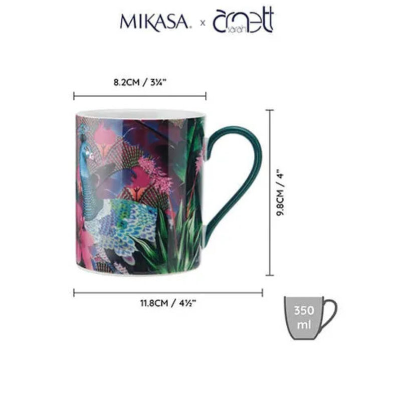 Mikasa x Sarah Arnett 350ml Mug with Peacock Print