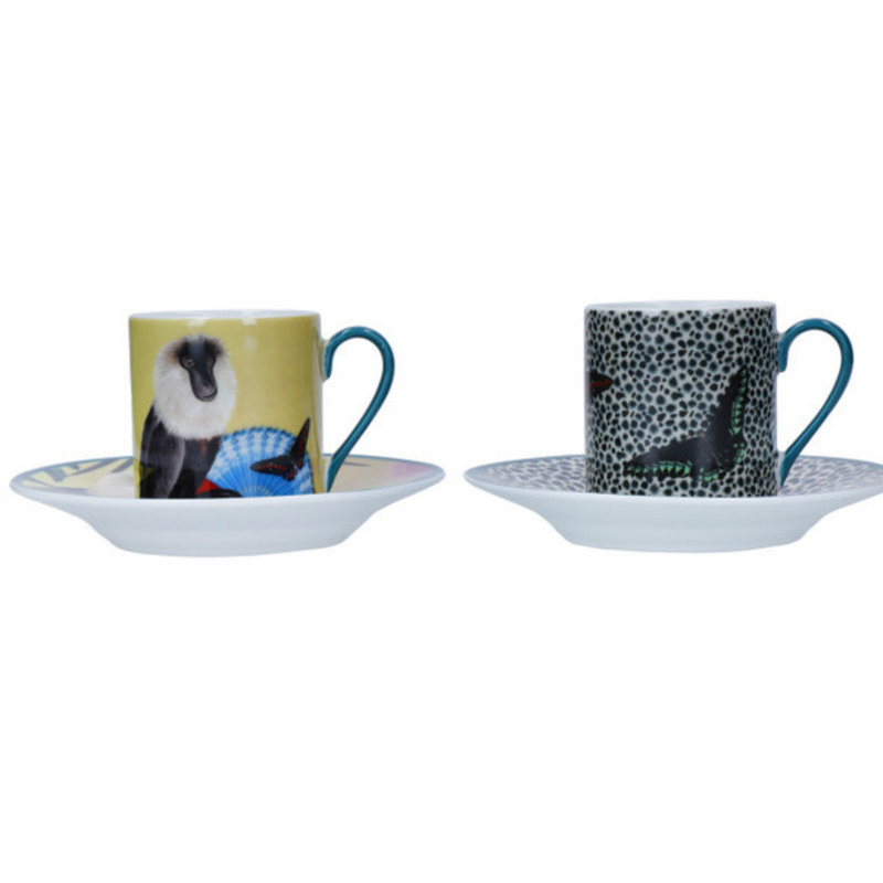 Mikasa x Sarah Arnett Porcelain Espresso Cups and Saucers, Set of 2, 85ml mulveys.ie nationwide shipping