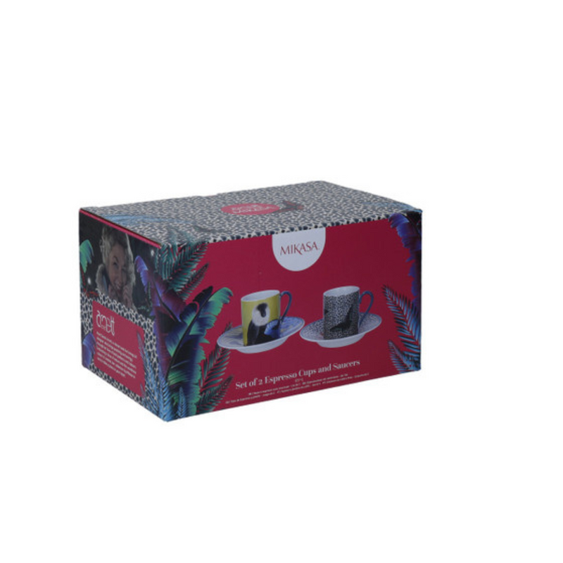 Mikasa x Sarah Arnett Porcelain Espresso Cups and Saucers, Set of 2, 85ml mulveys.ie nationwide shipping