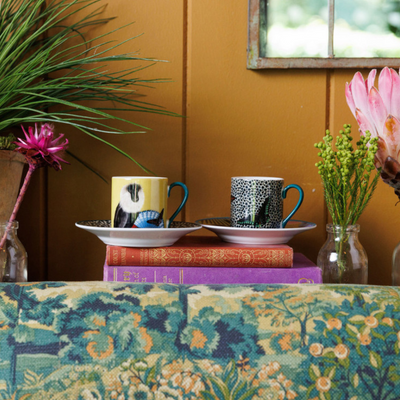 Mikasa x Sarah Arnett Porcelain Espresso Cups and Saucers, Set of 2, 85ml mulveys.ie nationwide shipping