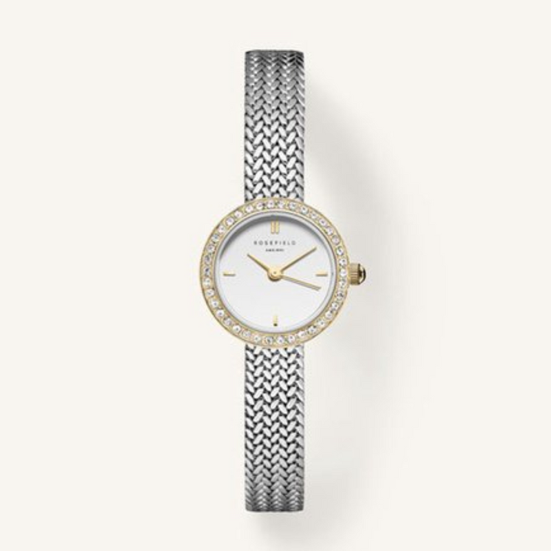 Rosefield Mini Small Edit White Dial Crystal Duotone Woven by Rosefield Collection