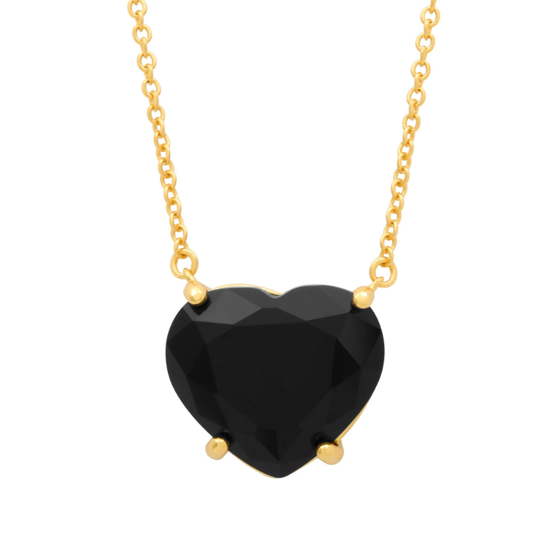 Newbridge Gold Plated Black Stone Heart Pendant