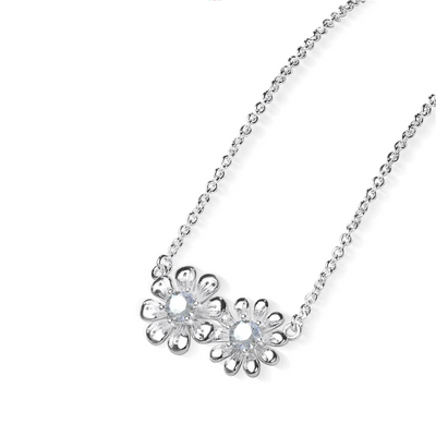 Newbridge Jewellery Double Floral Pendant with Clear Stones