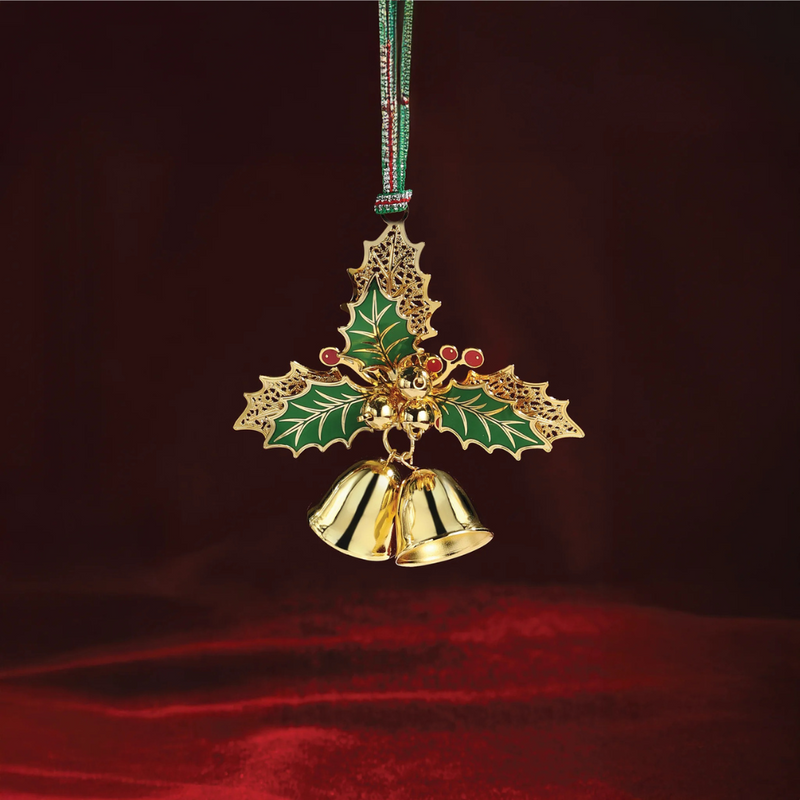 Newbridge Silverware Gold Plated Holly Bells Christmas Tree Decoration