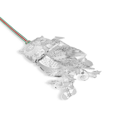 Newbridge Silverware Owl with Scarf Christmas Tree Decoration