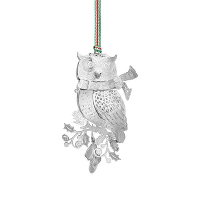 Newbridge Silverware Owl with Scarf Christmas Tree Decoration