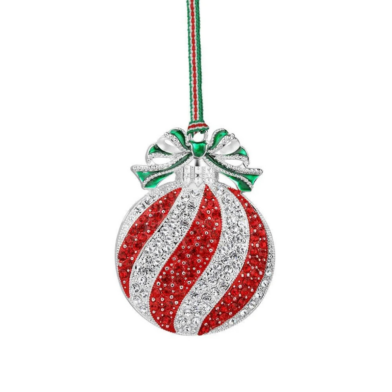 Newbridge Silverware Red & Clear Stone Bauble Christmas Tree Decoration