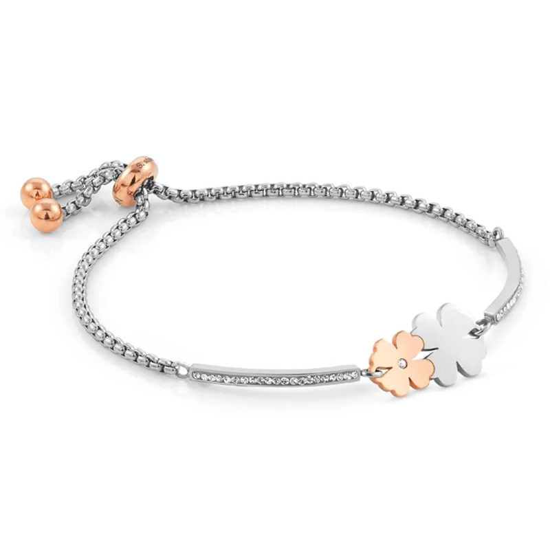 Nomination Milleluci Double Four-Leaf Clovers Bracelet Stainless Steel Rose Gold Plated