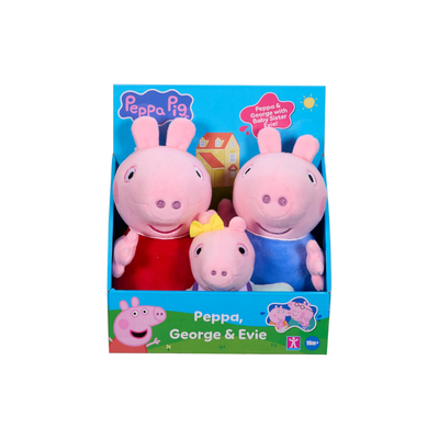Peppa Pig 3-Pack Plushies -Peppa, Geogre and Evie. Mulveys.ie