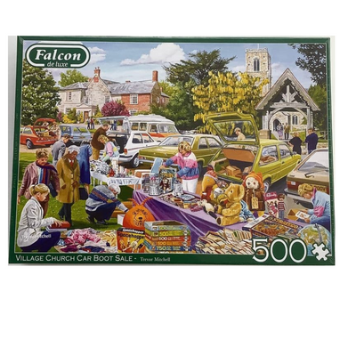 Village Church Car Boot Sale Falcon 500 Piece Jigsaw Puzzle mulveys.ie nationwide shipping