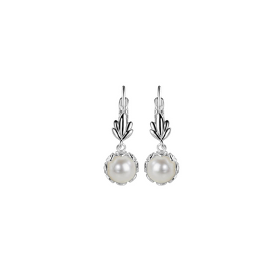 NEWBRIDGE SILVERWARE EARRINGS - PEARL LEAF DROP mulveys.ie nationwide shipping