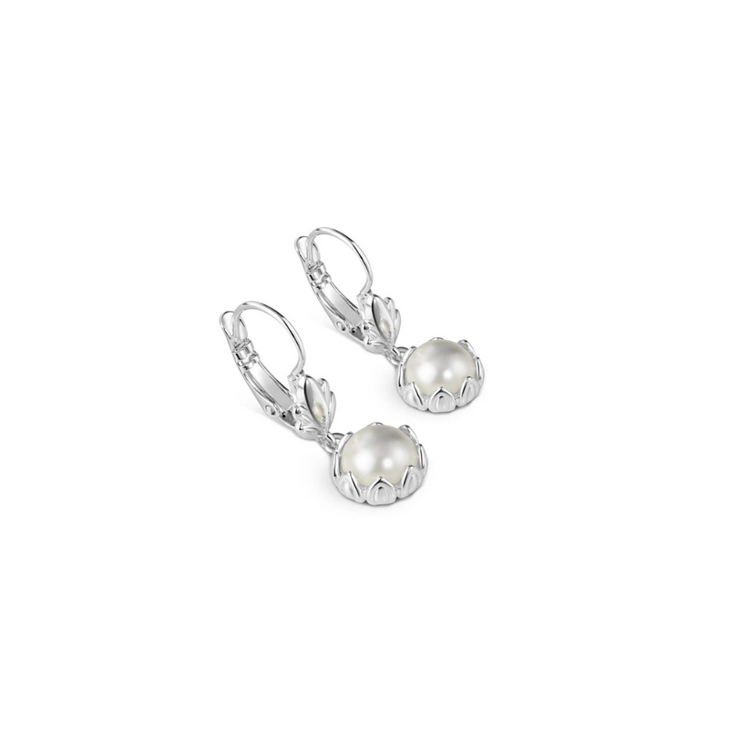 NEWBRIDGE SILVERWARE EARRINGS - PEARL LEAF DROP mulveys.ie nationwide shipping