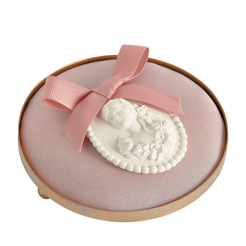 Mathlide Pink round tray with gold rim for plaster: Mathilde M.