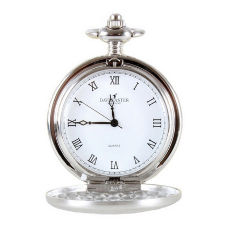 Dalaco Silver Brushed Quartz Full Hunter Pocket Watch