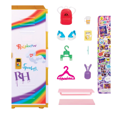 Rainbow High Design & Style Locker Playset with Shelves, Hangers, Accessories and Stickers