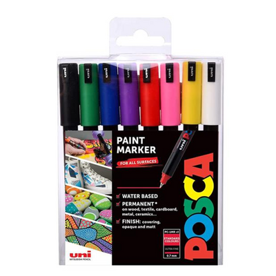 Posca Markers  Ultra Fine Tip Standard Colours  Set Of 8