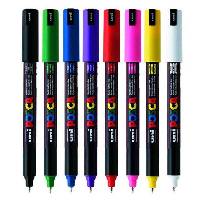 Posca Markers  Ultra Fine Tip Standard Colours  Set Of 8