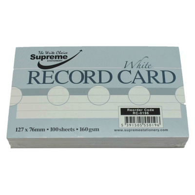 Record Cards White Ruled 5x3 100 Pack mulveys.ie nationwide shipping
