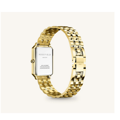 Rosefield Octagon XS Silver Sunray Dial in a Gold IP Case and Stainless Steel Bracelet