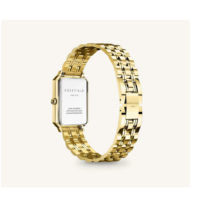 Rosefield Octagon XS Silver Sunray Dial in a Gold IP Case and Stainless Steel Bracelet