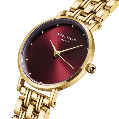 Rosefield Women's watch Small Edit Burgundy/Gold mulveys.ie nationwide shipping