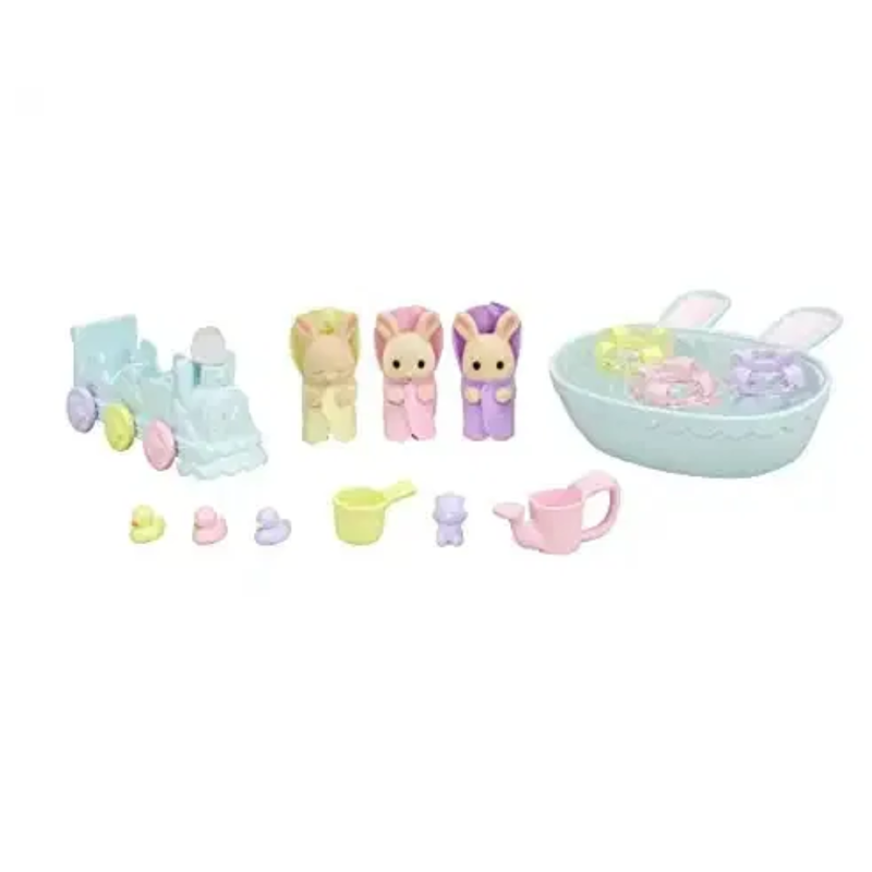 Sylvanian Families Triplets bath time