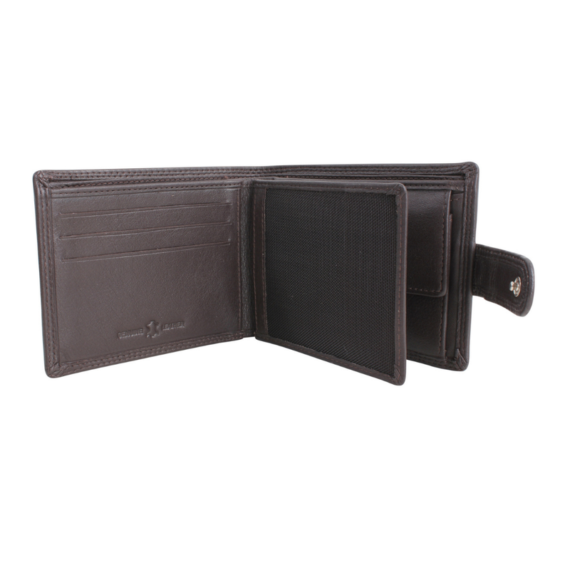 Dalaco Brown Leather Tab Close Wallet with RFID Lining