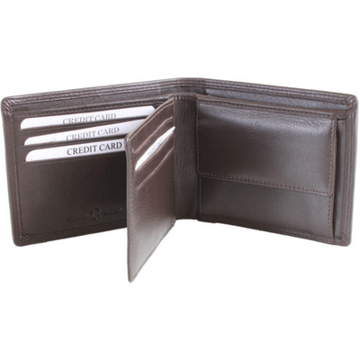 Dalaco  Brown Leather Wallet RFID Lined with ID Partition and Coin Pouch