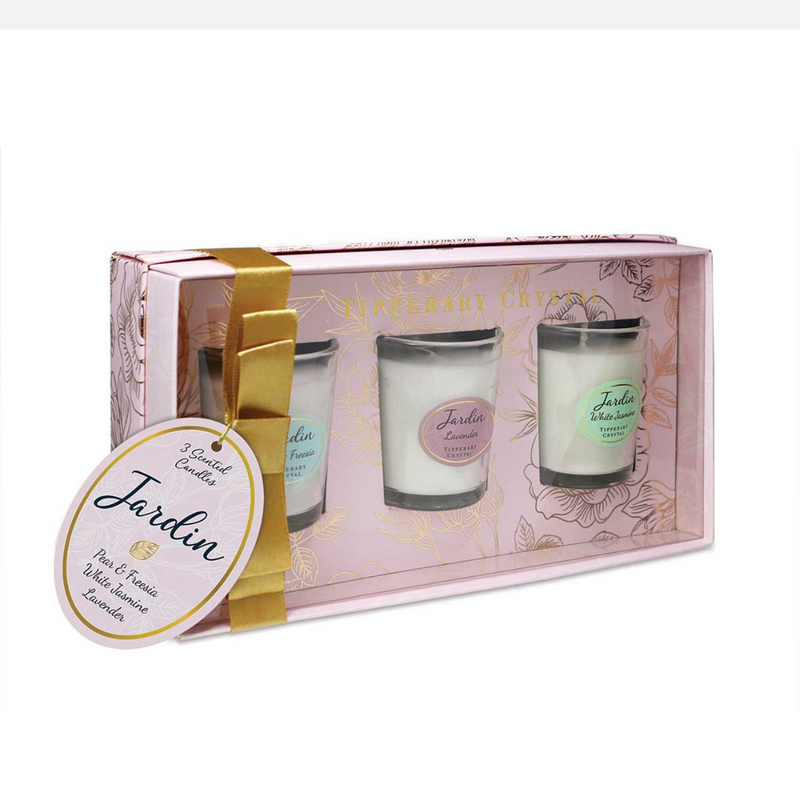 Tipperary Crystal Jardin Collection Set 3 Candles mulveys.ie nationwide shipping