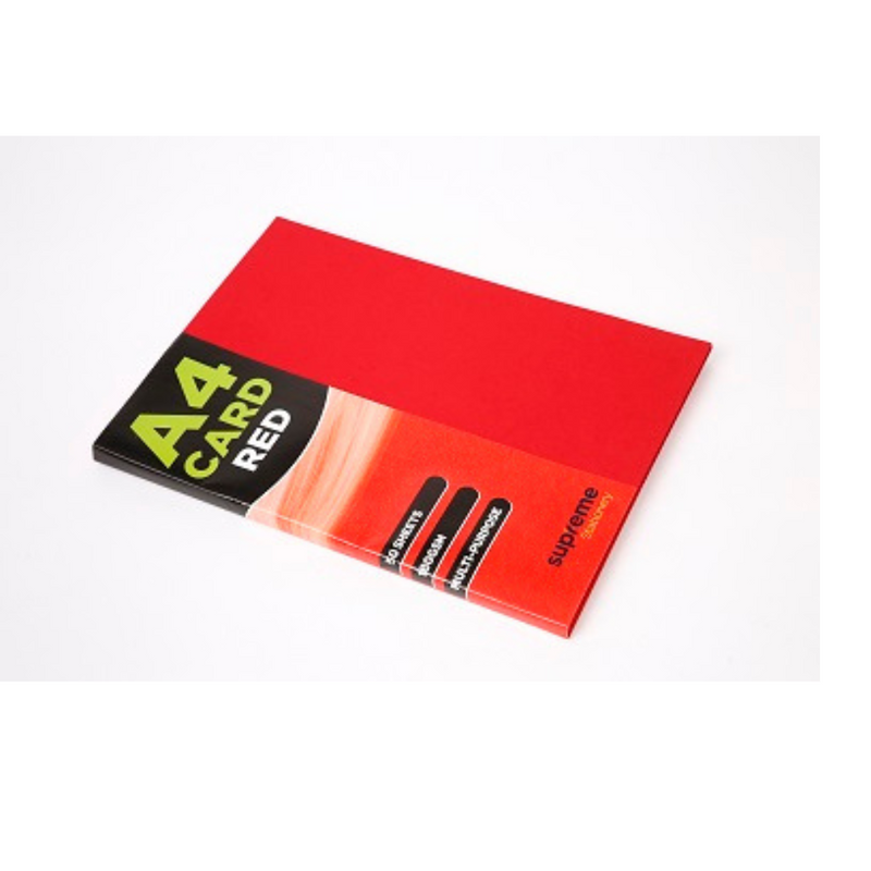CARD A4 RED 50PK 180GSM