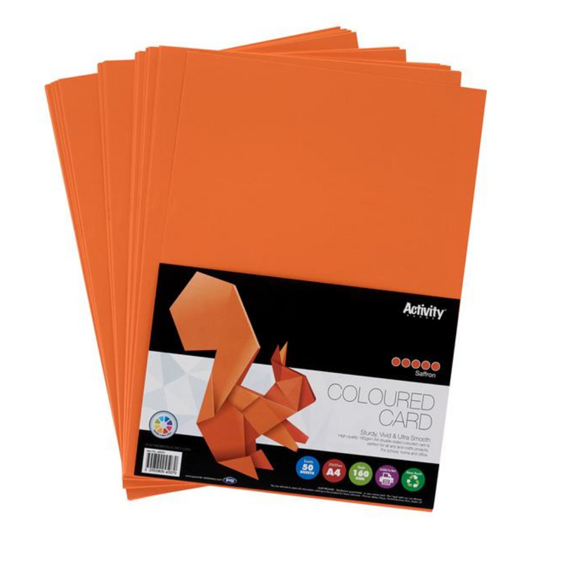 Premier Activity A4 160gsm Card 50 Sheets - Saffron